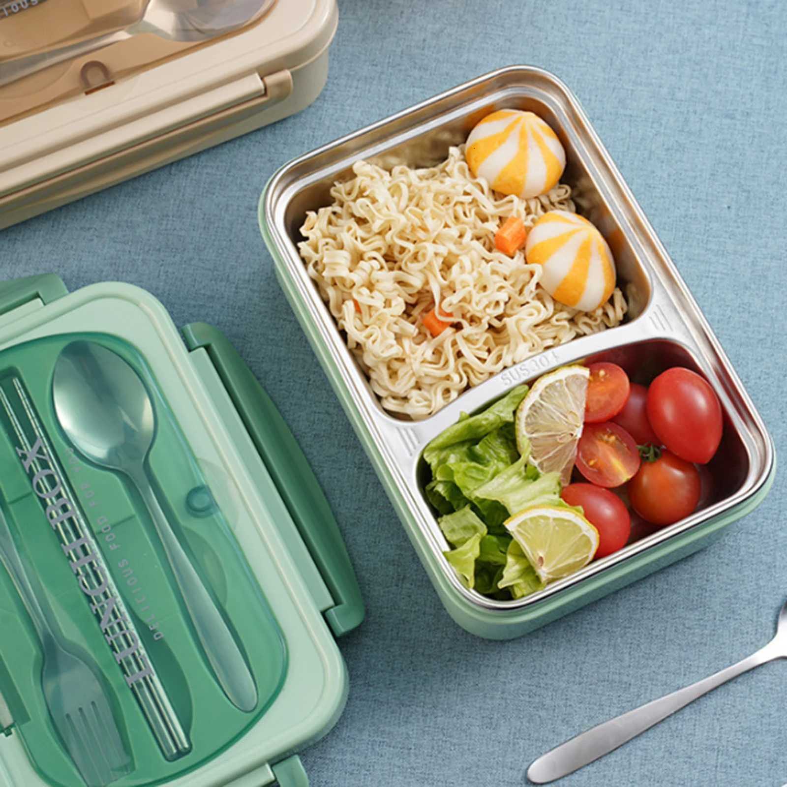 Portable Lunch Box 304 Stainless Steel Leakproof Divided Food Containers with Spoon and Chopsticks H251213