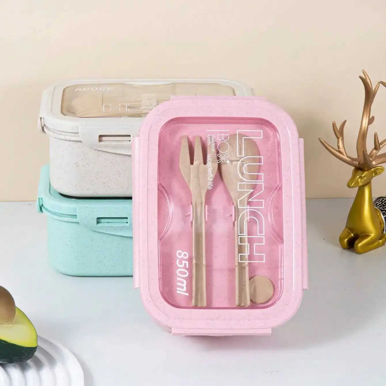 1pc lunch box lunch box off workers day solid color square shaped sed with tableware microwave oven meal box H251213