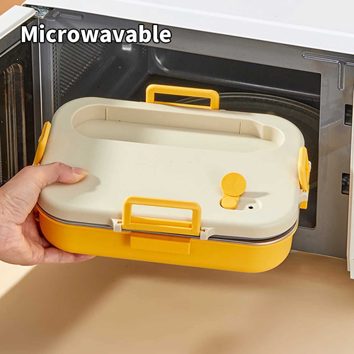 WORTHBUY 4/5 Grid 304 Stainless Steel Lunch Box For Kids Students With Cutlery Microwave Safe Large Capacity Sed Bento Box H251213
