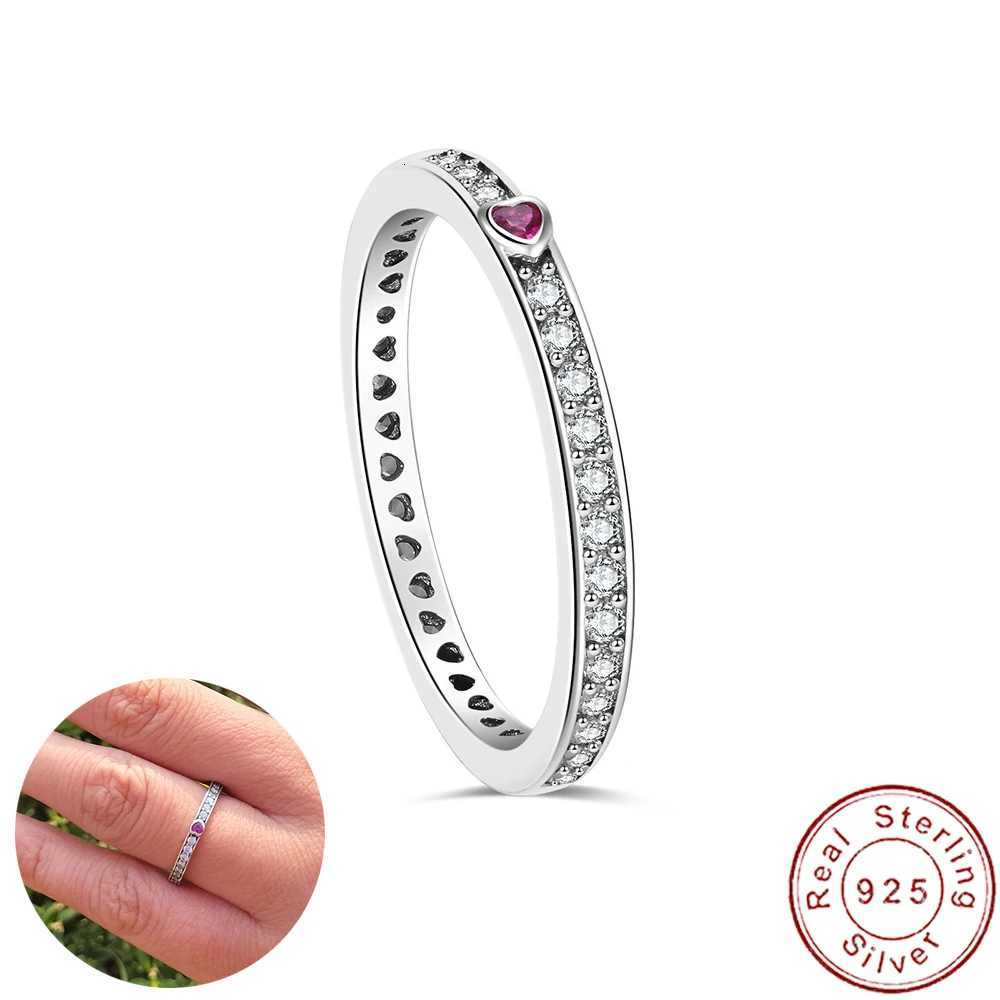 European Sparkling AAA CZ S925 Sterling Silver Red Heart Finger Ring For Women Birthday Party Wedding Gift Jewelry M251215