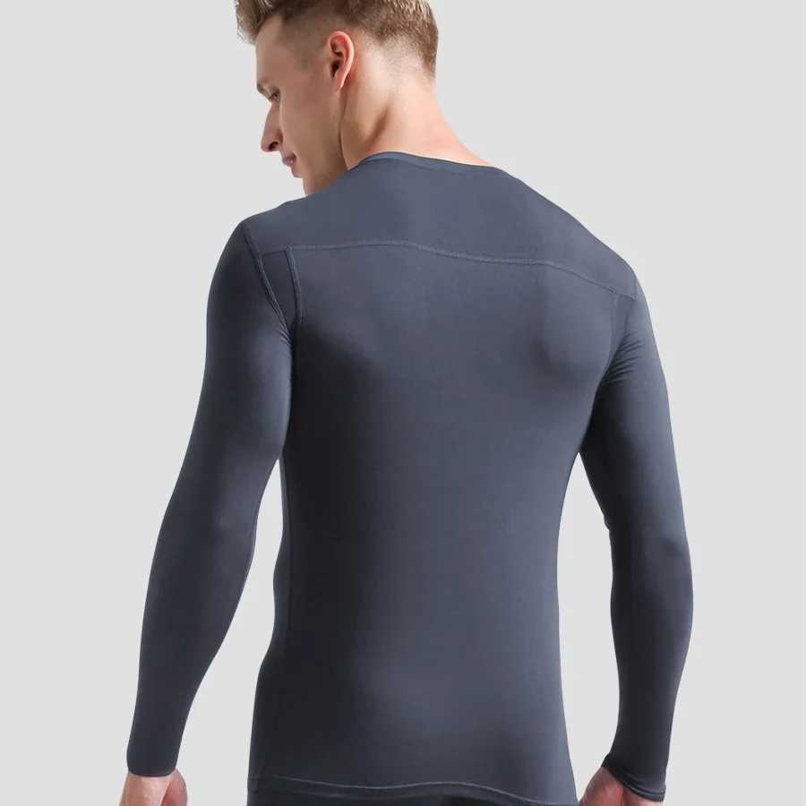 Mens autumn clothes Mens single V-neck Modal thermal underwear Long sleeve base shirt thin top cotton sweater winter G251215