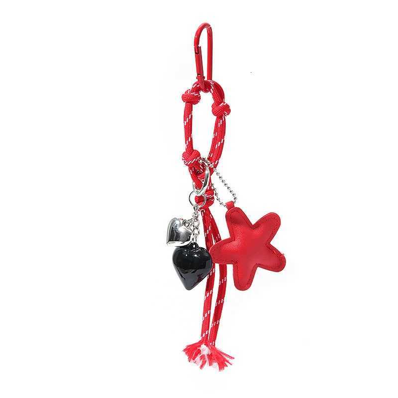 Handmade Leather Starfish Heart Pendants Keychains Cute Star Bag Charm Accessories Keyring for Women Hanging M251215