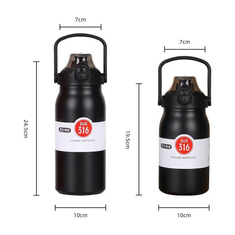 316 stainless steel handle insulated cup outdoor large capacity sports water bottle portable bouncing cover space kettle H251215