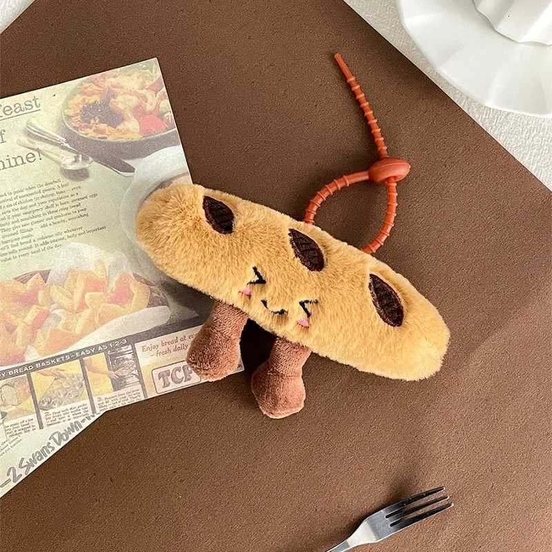 Cute Food Plush Keychain Hanging Accessories Croissant Baguette Pretzel Bread Collection Decorative Anime Keychain Gift for Kids M251215
