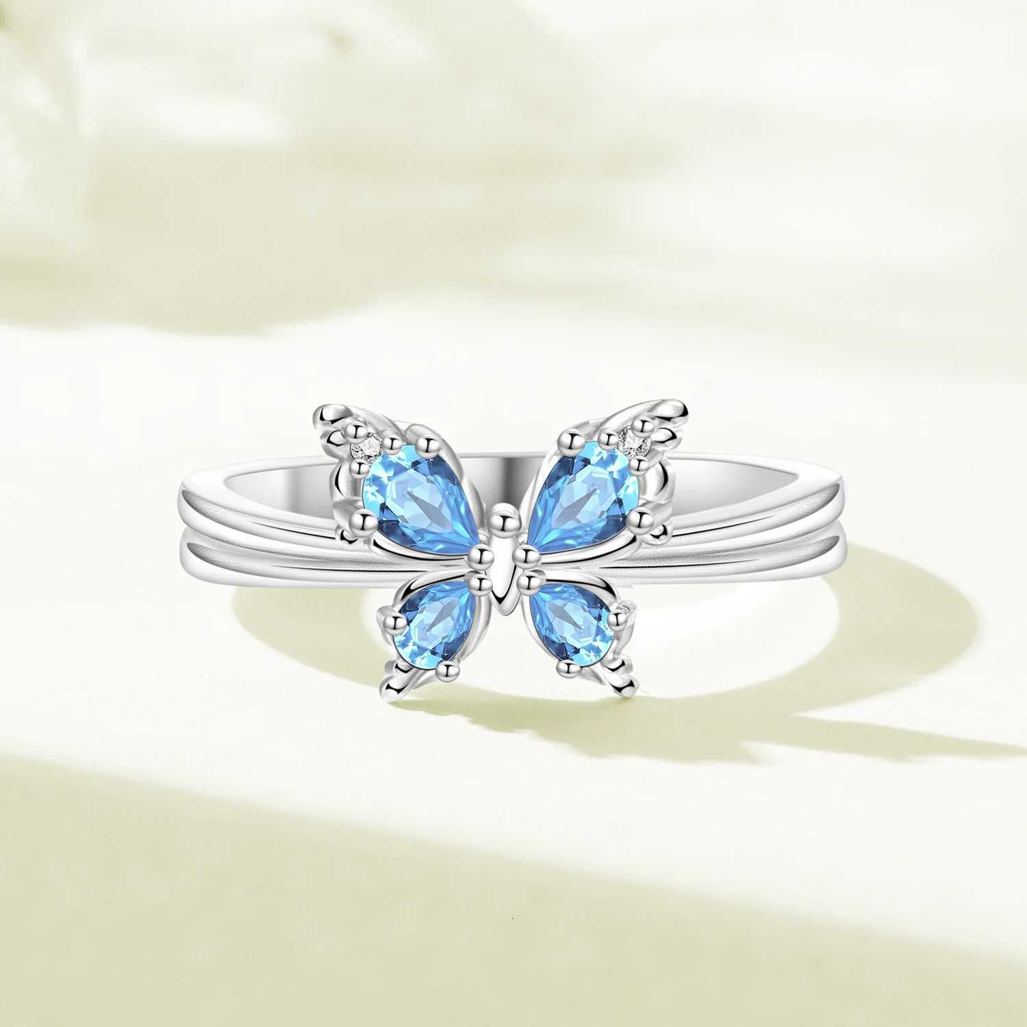 Hot Sale Original S925 Sterling Silver Zirconia Butterfly Ring Fine Wedding Party Gift Womens Closed Size Mouth Rings M251215