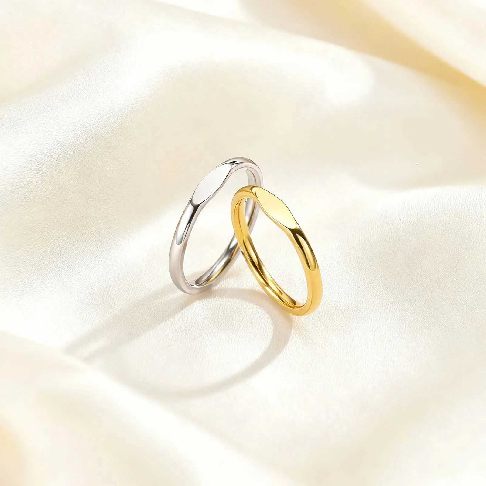 Minimalist Stainless Steel Ring Gold Color Wedding Band Engagement Ring for Women Men Couple Valentines Day Gift Size 5-11 M251215