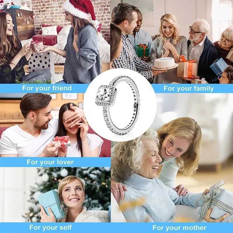 New 925 Sterling Silver Shiny Classic Square Crown Heart-shaped Ring Exquisite Luxury Charm Jewelry Holiday Surprise Gifts M251215