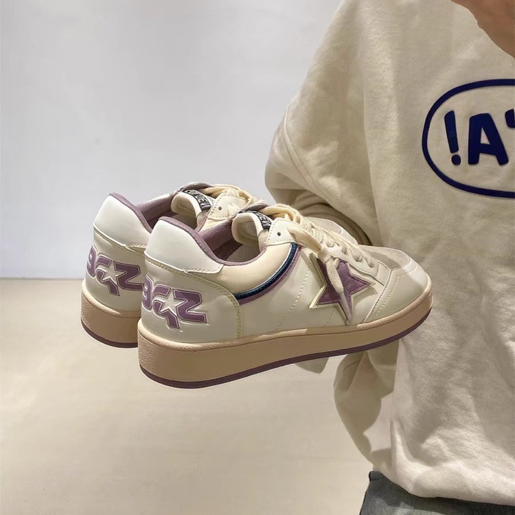 free shipping Retro color blocked star fashion shoes women's taro mud purple height increasing shoes versatile new