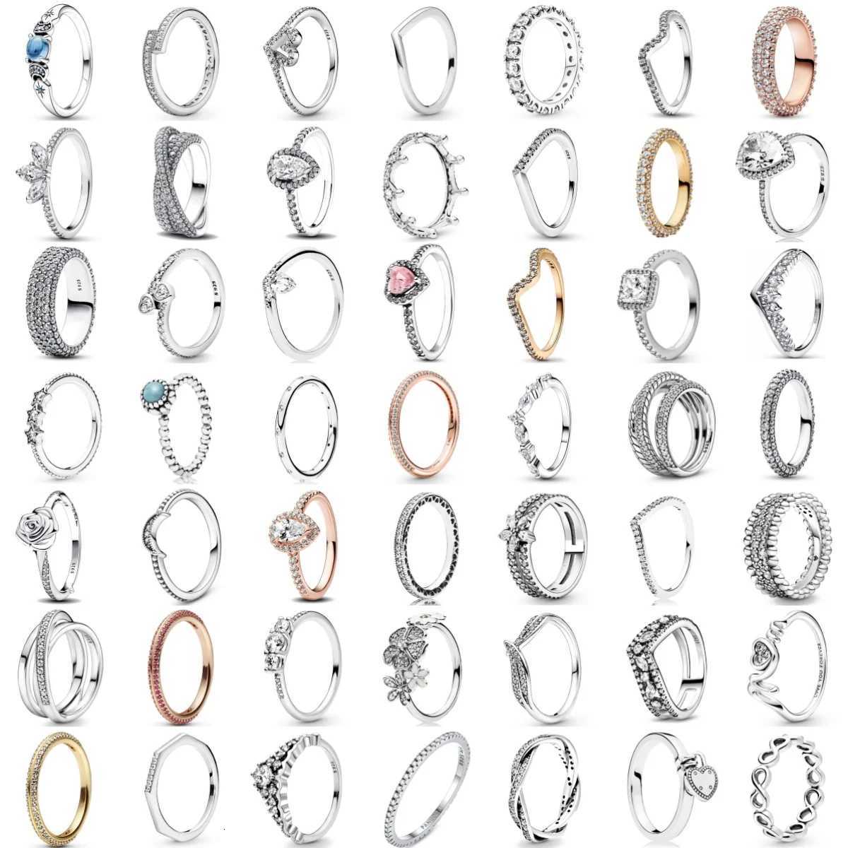 White Series Original 925 Sterling Silver Women Finger Rings for Women Silver Daisy rose Mom heart Zirconia Stone Luxury Jewelry M251215