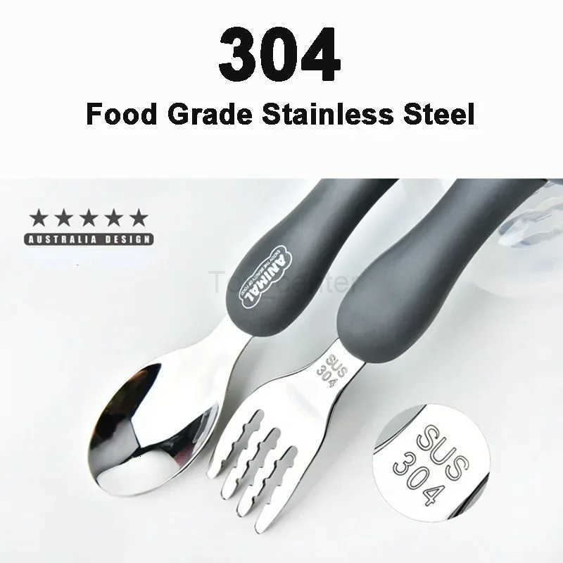 Disney Cartoon Animal Kids Spoon and Fork Set Dessert Spoon for Children Fork Baby Tableware Gadgets Childrens Cutlery Kids Favours H251215