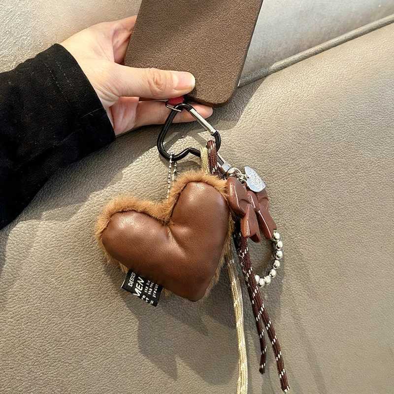 Ins Leather Heart Pearl Bow Keyring Y2K Long Tassel Bowknot Keychain Pendant Bag Charms Hanging Accessories M251215