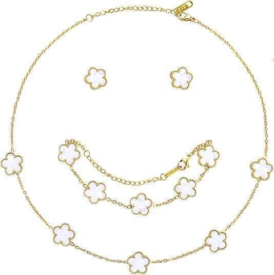 designer necklace Hot Sale Lucky Earrings Necklace Set European and American Fashion Versatile Clover Bracelet
