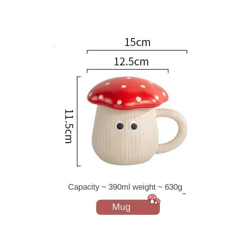 Creative Red shro Ceramic Coffee Cup with Lid Cartoon Cute shro g Breakfast Milk Cup Birthday Gift Decoration g He H251215