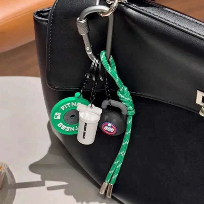 Fitness Peripheral Handmade Pendant Bag Lanyard Keychain Sports Training Dumbbell Water Cup Keychain Phone Backpack Accessory M251215