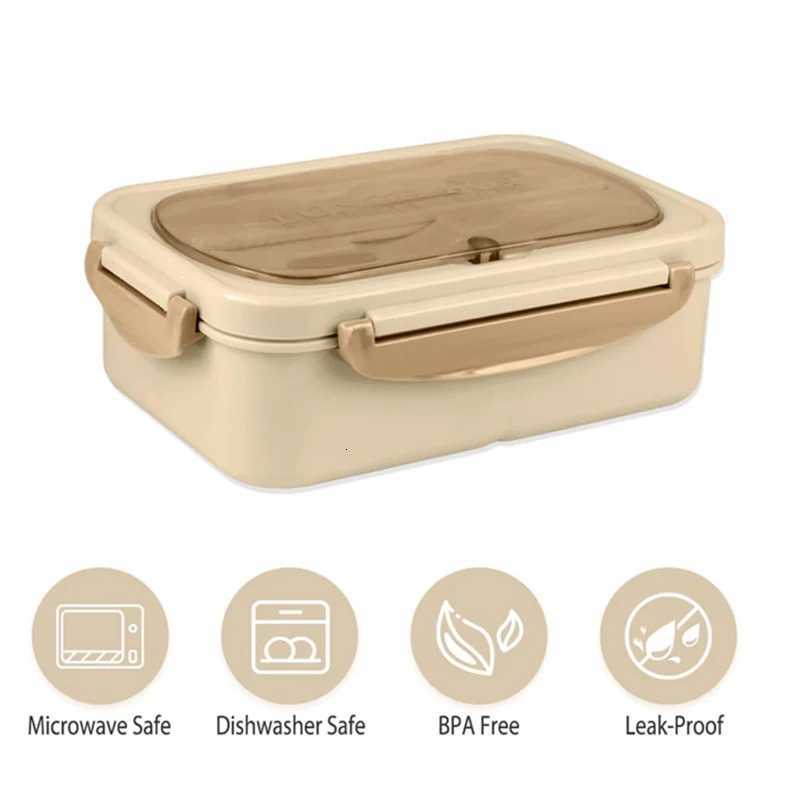 24 Hours SLunch Box With Tableware For Off Workers Square Divided Microwave Oven Bento Box Leakproof Container For Picni H251213