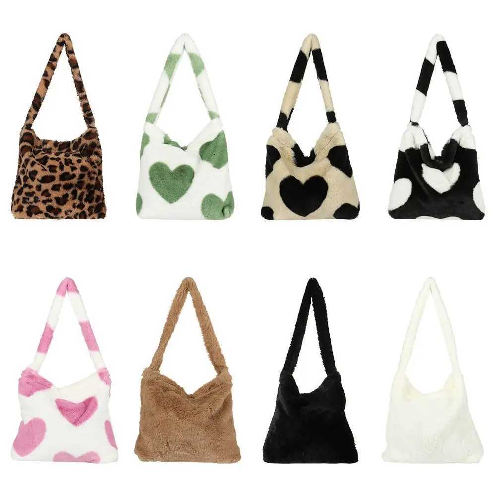 Women Girls Fluffy Shoulder Bag Top-handle Bag Female Autumn Winter Handbag Plush Tote Fashion Shopping BagT251215