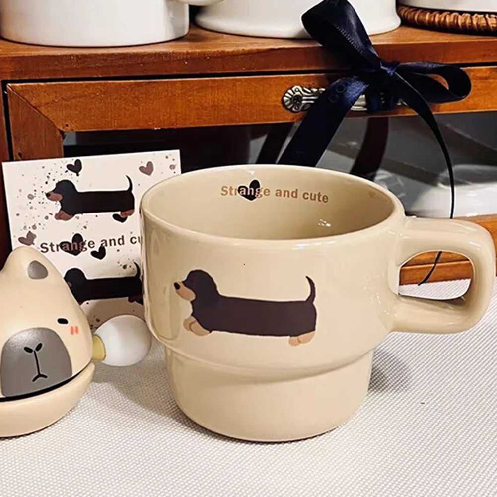 Dachshund Dog g Ceramic Cup Funny Cute Sausage Dog Milk Coffee g with Handle Present for Lovers Friends Christmas Gift H251215