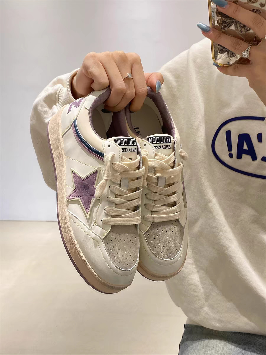 free shipping Retro color blocked star fashion shoes women's taro mud purple height increasing shoes versatile new