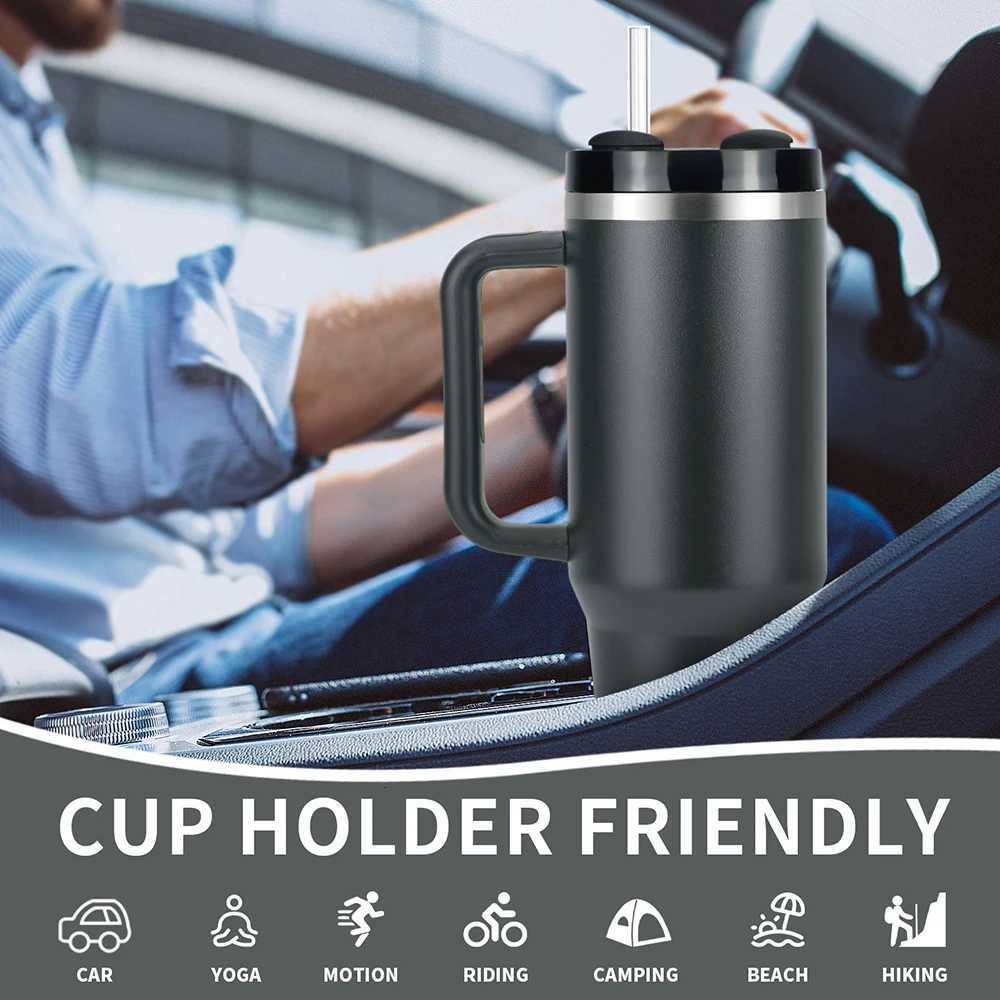 1pcs Watersy 40oz/1200ml Tumbler with Handle and Straw Lid Stainless Steel Keep Cold Vacuum Insulated Portable Car Travel Mug H251215