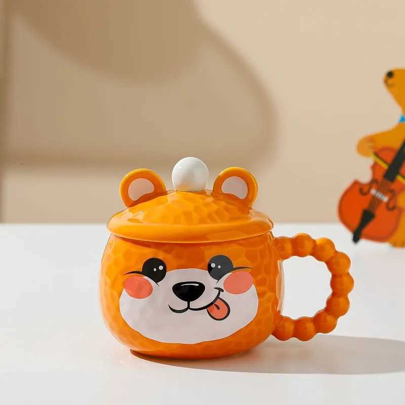 New cute ceramic gs with LIDS he coffee cups couple off drinking cups birthday gift cups H251215