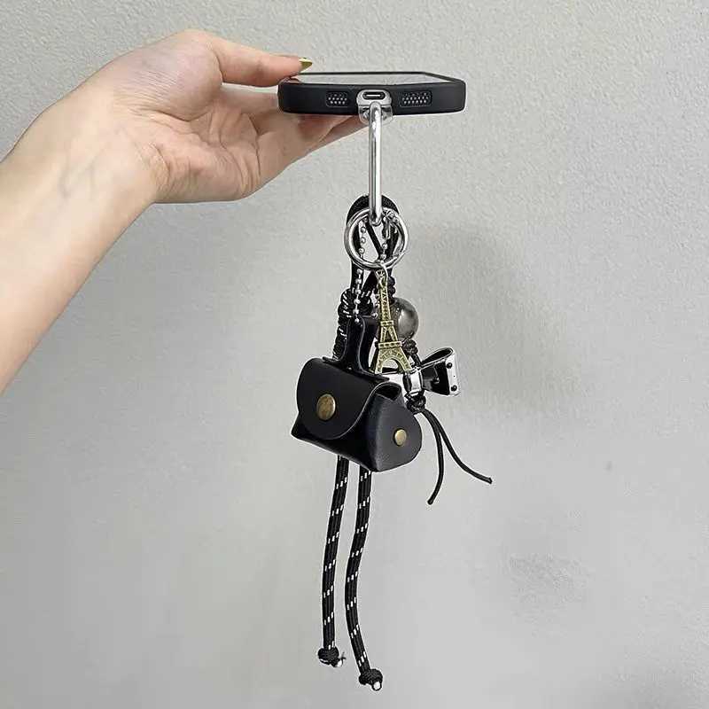 PU Leather Rope Keychain Bow Cute Heart Bag Pendant 3D Creative Cartoon Keyring Anti-Lost Mobile Phone Lanyard Decoration M251215