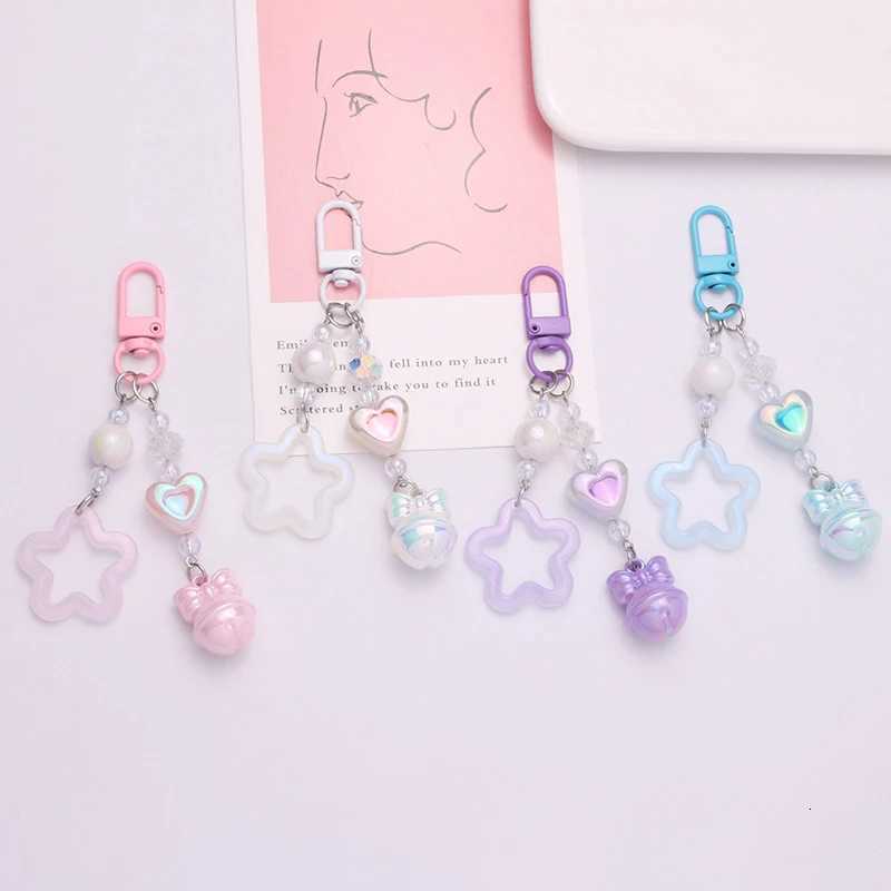 Hollow Pentagram Y2k Star Keychain Bell Pendant Cute Charm Key Ring Handbag Lanyard Accessories Car Hanging Trinket Key Holder M251215