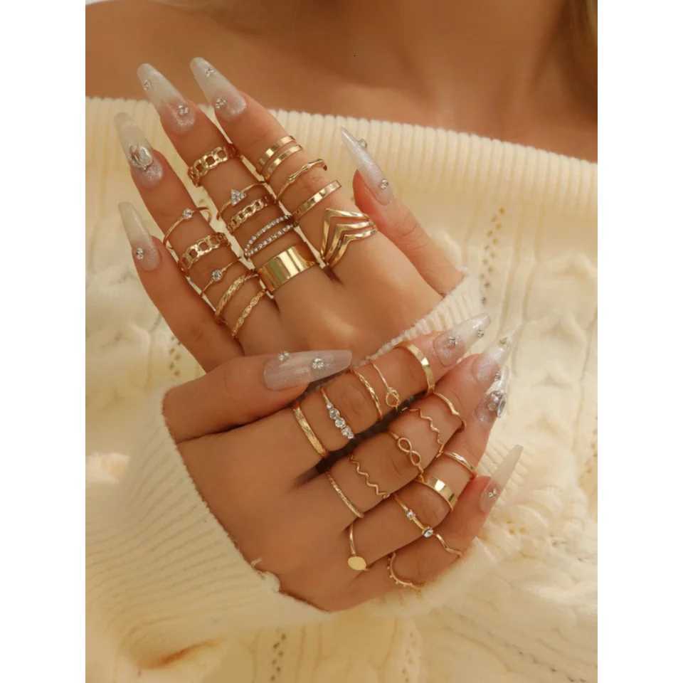 Popular Geometric Ring Set Open-Ended Multi-Joint Irregular Ring 30-Piece Set M251215