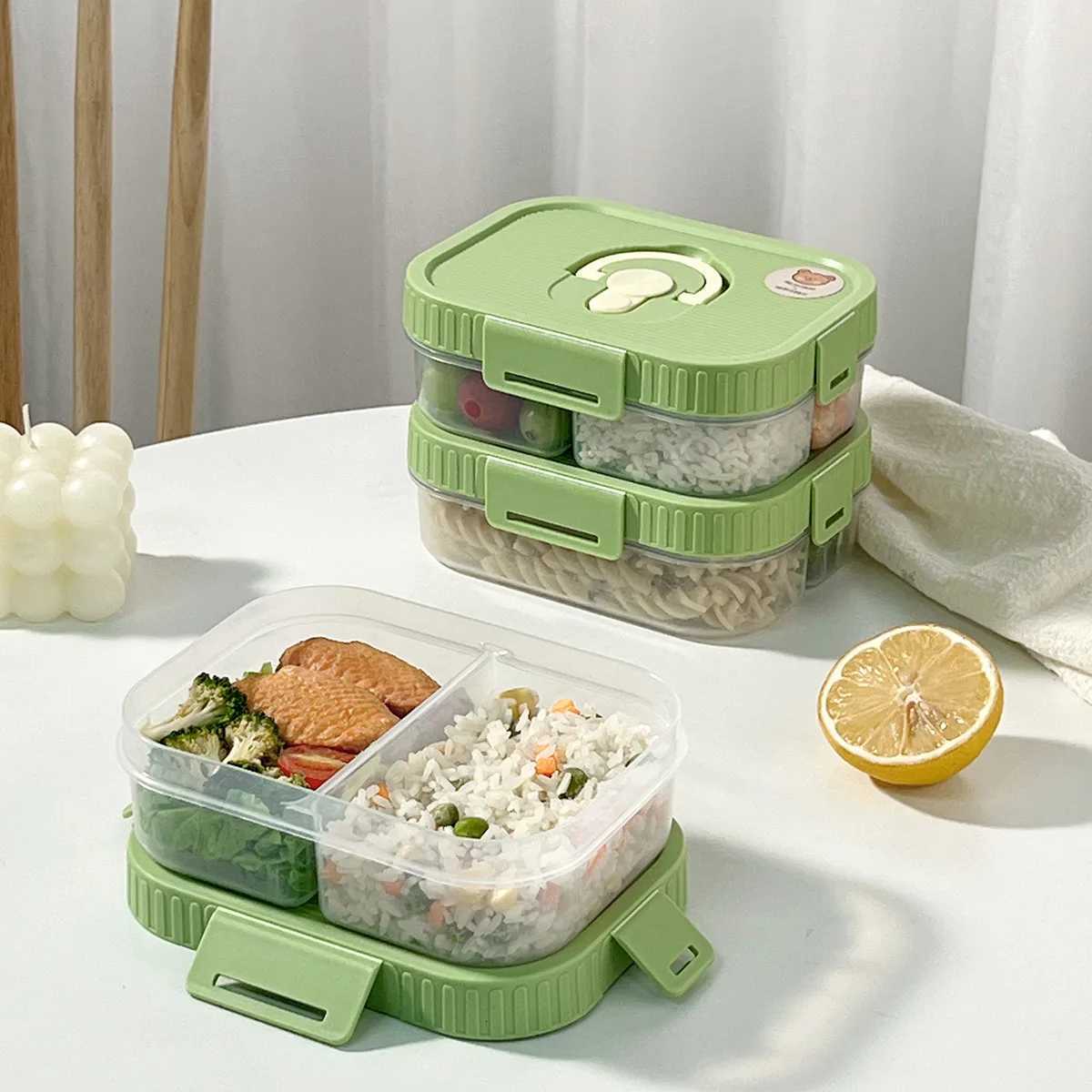 WORTHBUY Plastic Lunch Box With Handle Camping Picnic Fruit Food Container Leak-proof Bento Box For Kids Students Microwave Safe H251213