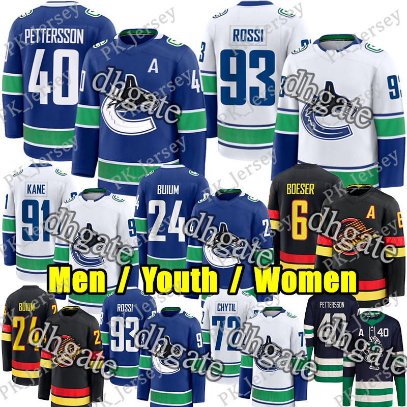 #40 Elias Pettersson hockey jersey Canuck jersey #93 Marco Rossi Zeev Buium Brock Boeser Evander Kane Trevor Linden Myers Filip Chytil Thatcher Demko Pavel Bure jersey
