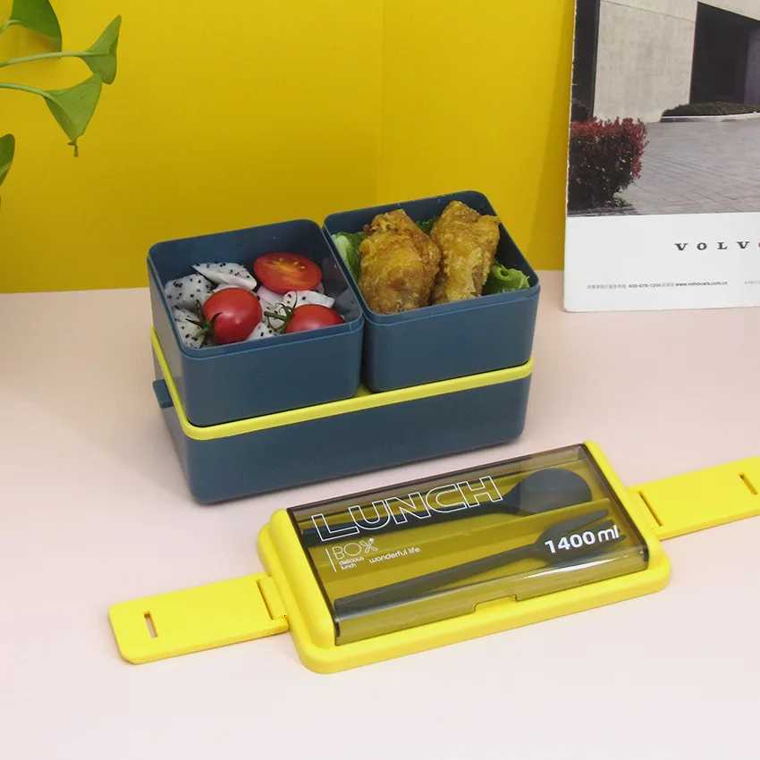 Kitchen Supplies Double-layer Cpartment Insation Set Easy to Clean Microwave Oven Plastic Lunch Box H251213