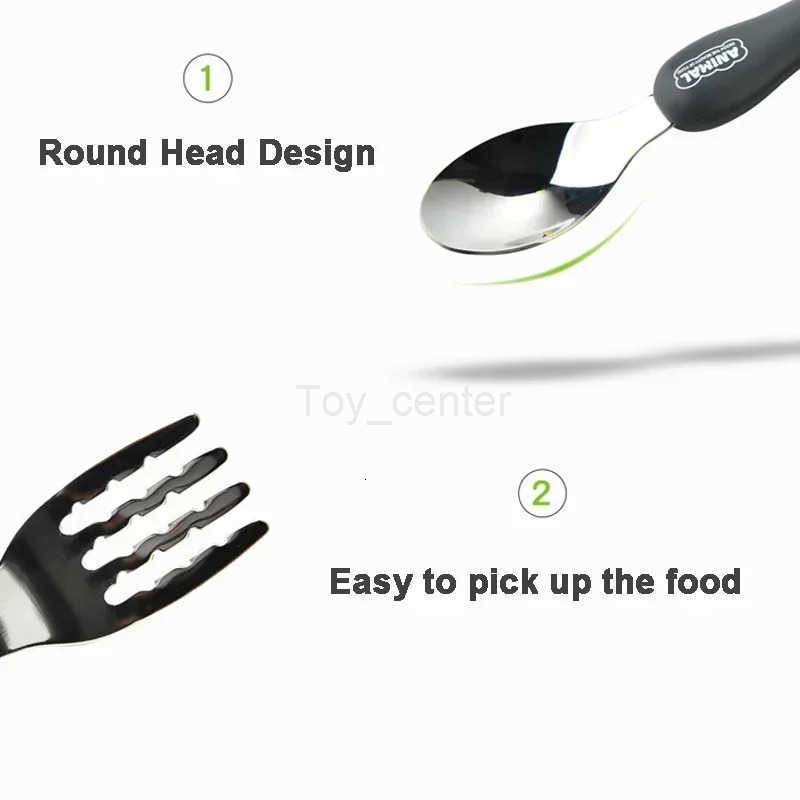Disney Cartoon Animal Kids Spoon and Fork Set Dessert Spoon for Children Fork Baby Tableware Gadgets Childrens Cutlery Kids Favours H251215