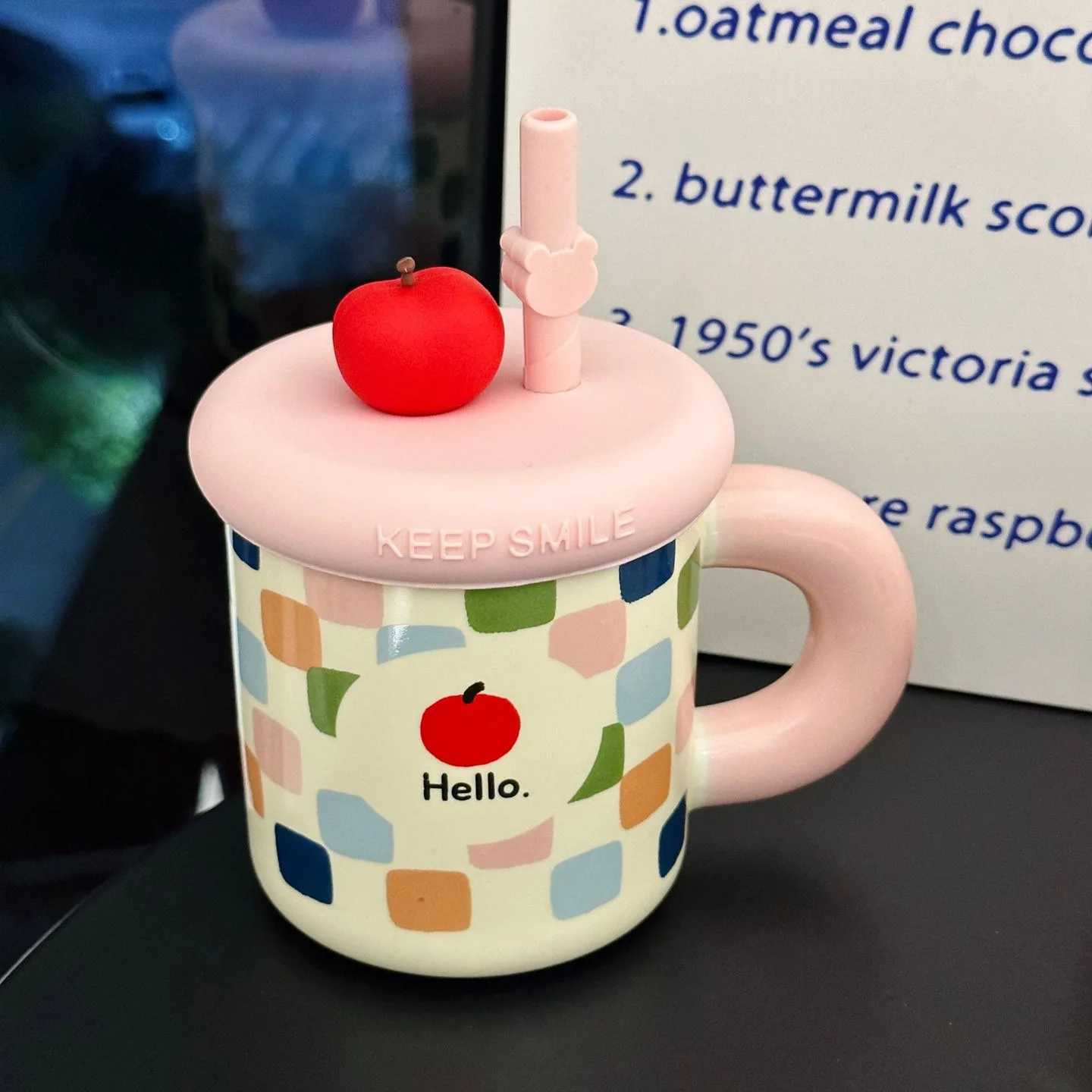 Cute Household Pots Ceramic g with Silicone Lid Straw Ceramic Coffee Milk Cup Off Drinking Water Cup for Souvenir Gift H251215