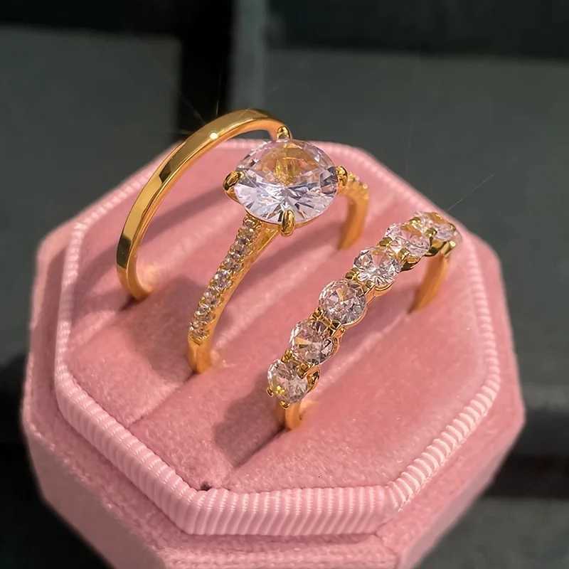 Luxuriant Exquisite 3Pcs Set Rings for Women Sparkling Cubic Zirconia Wedding Engagement Accessories Statement Jewelry M251215