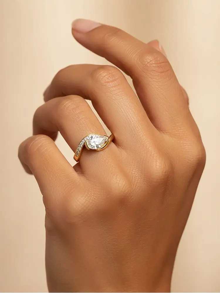 925 Sterling Silver Fashion Exquisite Water Drop Zircon Ring For Women Engagement Wedding Anniversary High Quality Fine Jewelry M251215