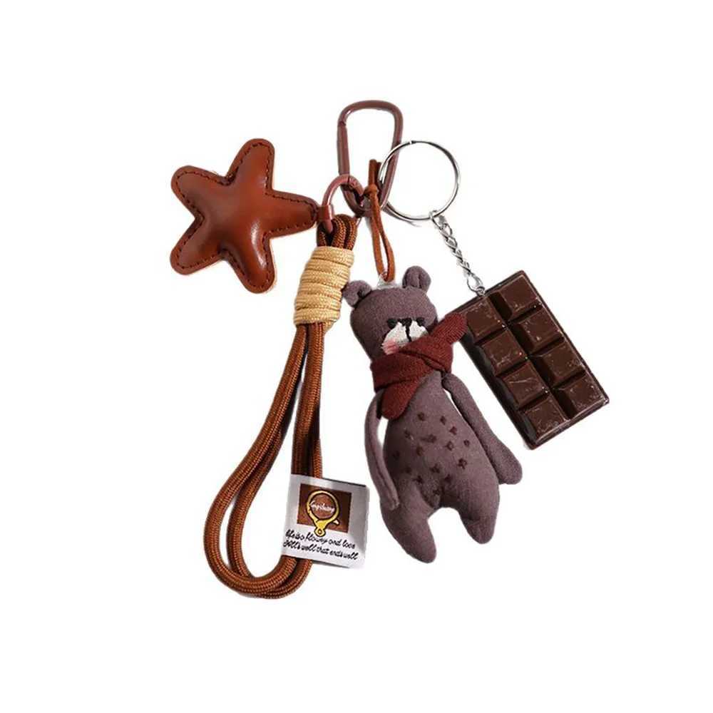 Cute Scarf Little Bear Keychain Cartoon Plush Doll Pendant Bag Charm Wope Rope Design Beaded Hanging Piece Accessories A257 M251215