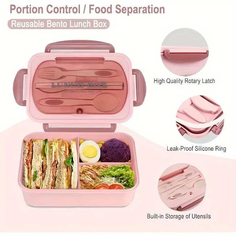 3 Cpartments Leakproof Lunch Box PP/304 Food Container for School Work Outdoor Stackable Food Containers Microwave Safe H251213