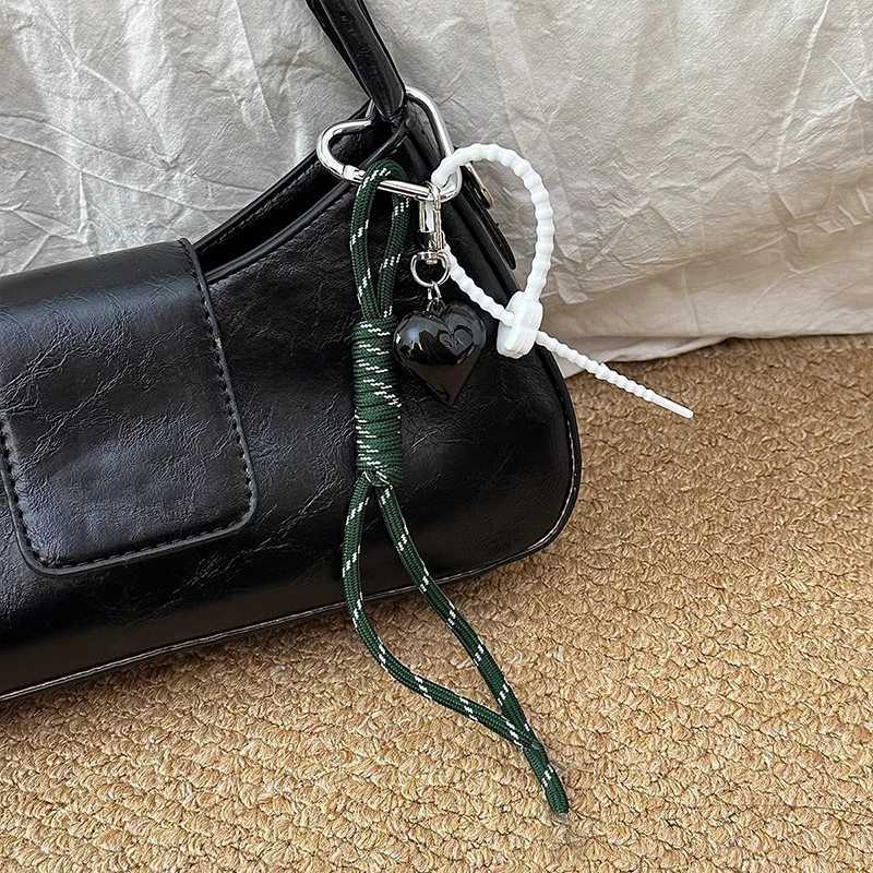Fashion Creative Heart Bag Pendant Mobile Phone Lanyard Colorful Braided Rope Keychain Pendant Decor Accessories M251215