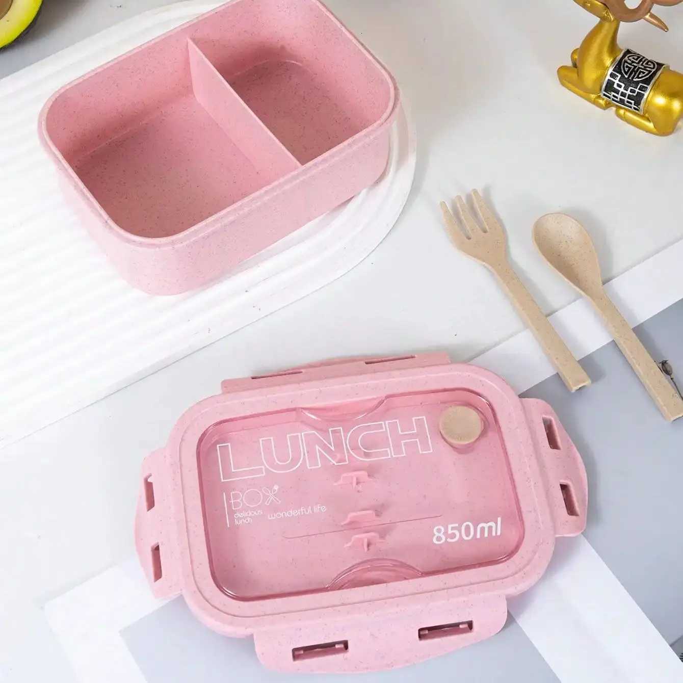 1pc lunch box lunch box off workers day solid color square shaped sed with tableware microwave oven meal box H251213