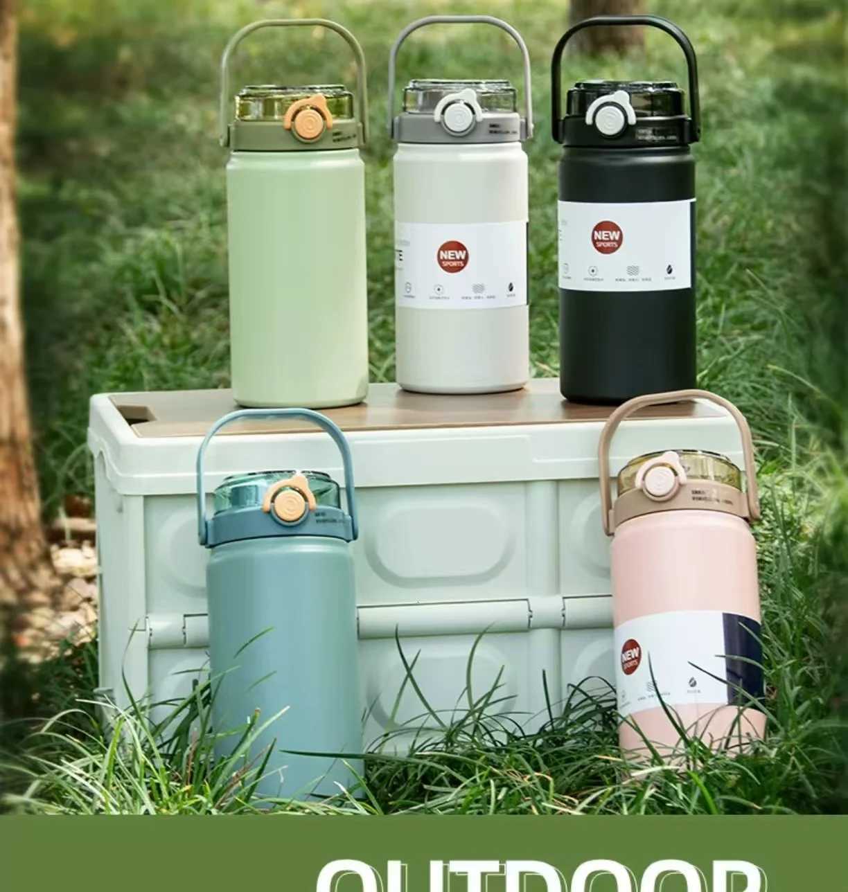 New large-capacity 316 handle outdoor sports portable double-drinking vacuum water bottle with heat and cold insulation H251215