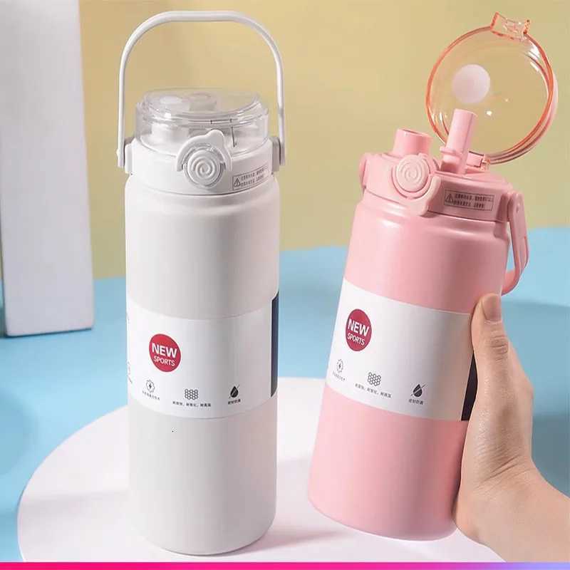 Large-capacity stainless steel insulated cup girls fitness and sports straw water bottle high appearance level portable cup H251215