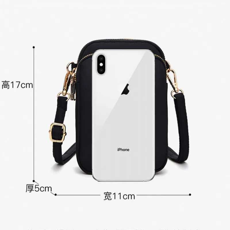 Women Mini Bag Crossbody Zipper Shoulder Bags Mobile Phone Purse Vertical Multifunctional Wallet Black Walking Crossbody BagsT251215
