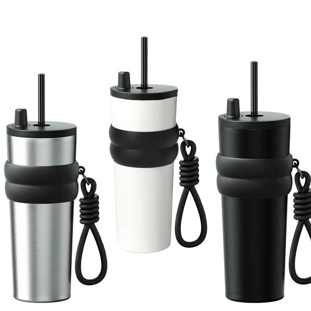 700mlThermos Travel Water Bottle with Straw and Leak proof Lid Stainless Steel PortableWater Bottle for Hot and ColdCoffeeDrinks H251215