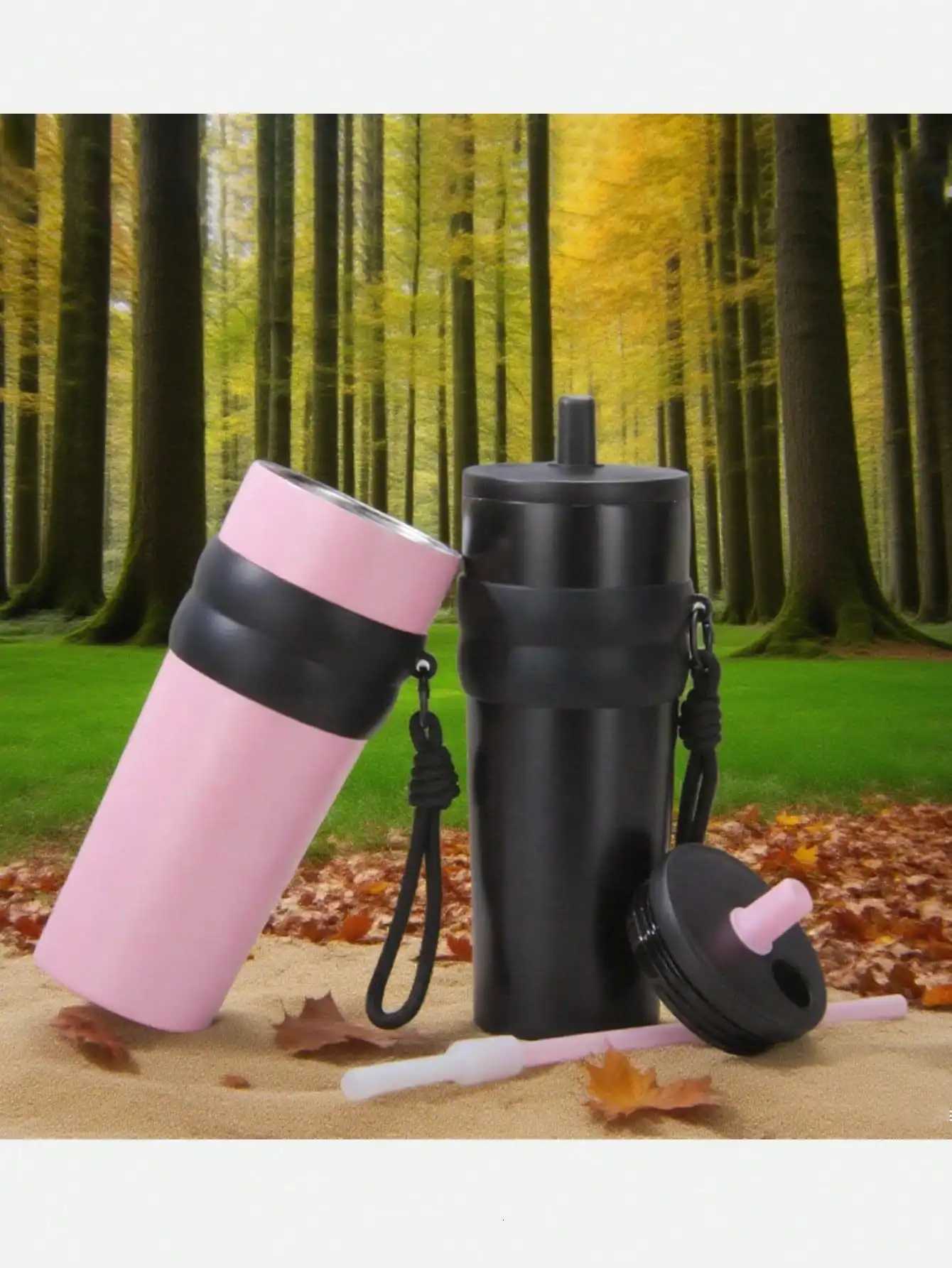 Insulated travel mug stainless steel coffee cup portable with straw large capacity car water bottle H251215