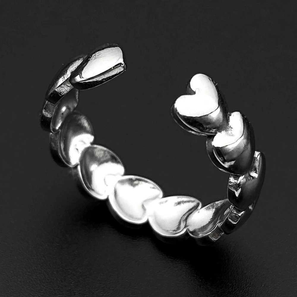 Stainless Steel Couple Ring Personality Simple Heart Open Women Men Adjustable Korean Trendy Valentine Day Finger Jewelry M251215
