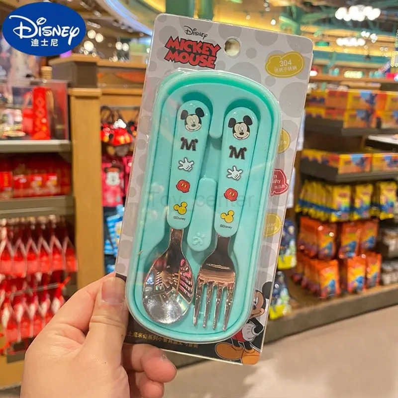 Disney Elsa Anna Cartoon Cute Creative Kawaii High Value Portable Thick and Durable Student Peripherals Tableware Fork and Spoon Set H251215