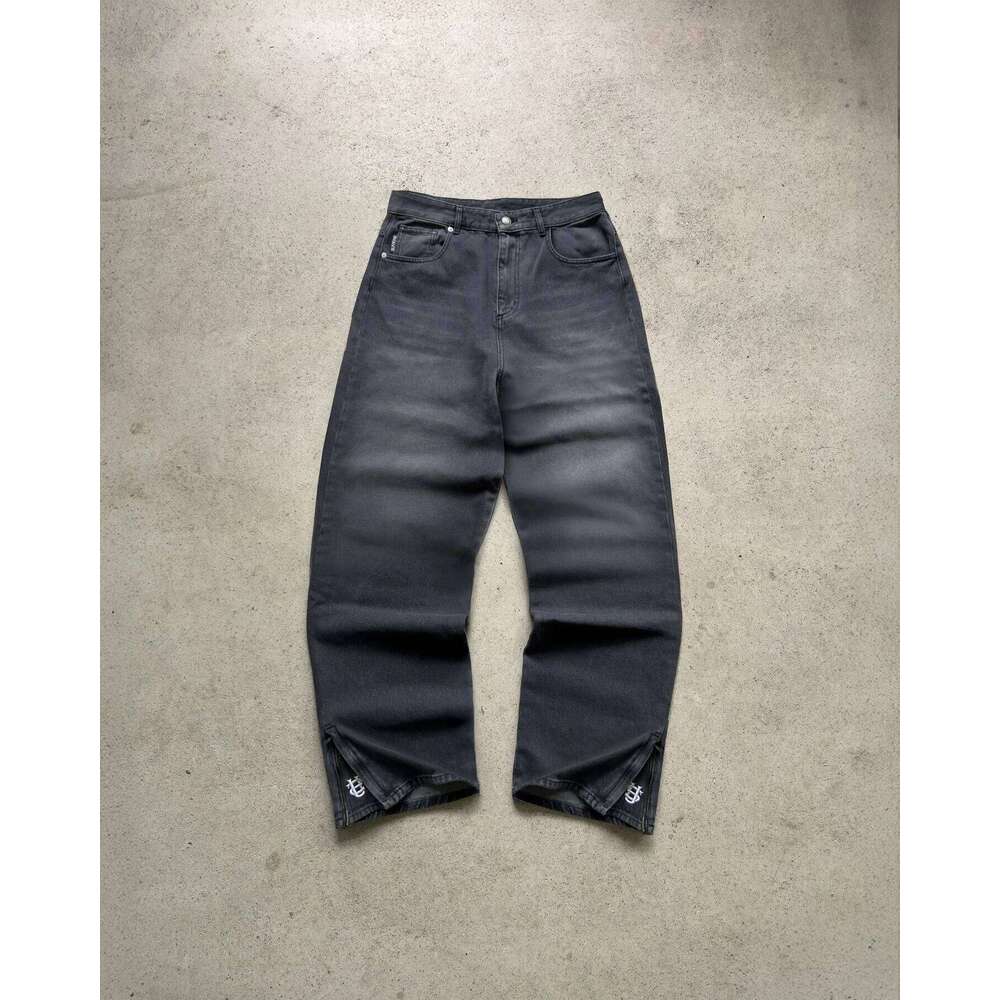 Hip-hop gold coin Y2K retro low waist wide leg zipper pants y2k clothing men's fashion embroidered loose jeans C251215