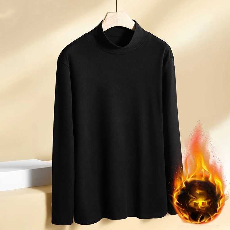 Autumn Winter Mens High Quality Half Turtleneck Velvet Top Long Sleeve Solid Color Shirt Men Clothing Velvet Thermal Underwer G251215