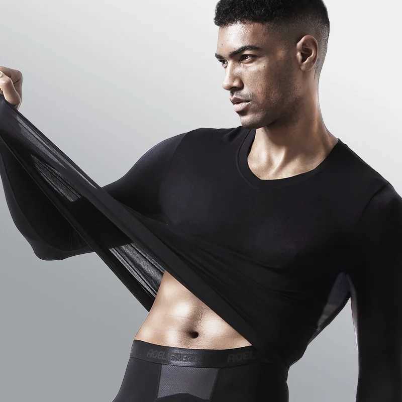 Mens thin modal long Johns basic low-neck V-neck form-fitting single-piece base layer thermal underwear and top G251215
