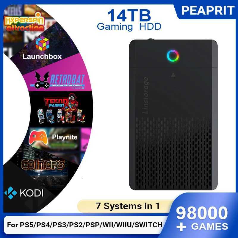 PEAPRIT 14TB Gaming HDD with Hyperspin Launchbox Retrobat Playnite Coinops 98K Retro Video Games Console for PS5/PS4/PS3/SWITCHW251215