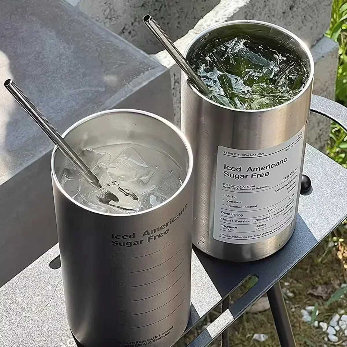 Thermos Cup Portable 304 Steel Coffee MUg Thermal Leak-proof Water Bottle with Straw Insulated Bottle Drinkware H251215